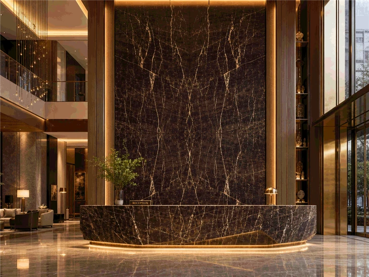 brown-tiny-marble-luxury-hotel-lobby-reception-cladding