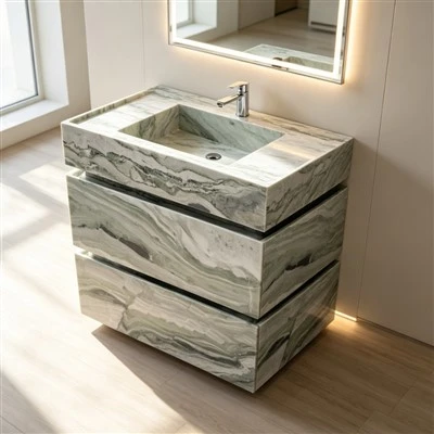 Lavabo de baño de mármol verde