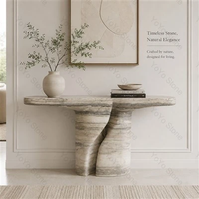 Mesa consola superior de travertino