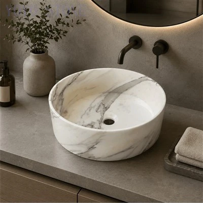 Lavabo de mármol blanco